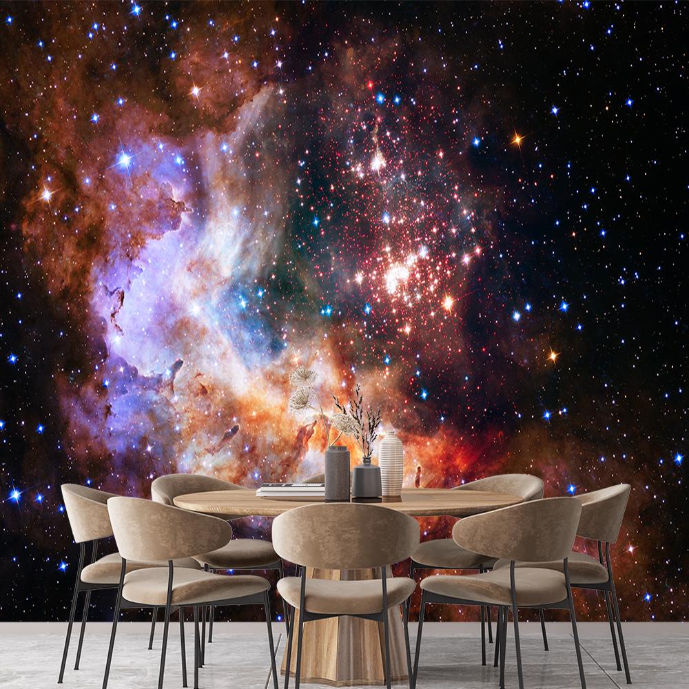 Outer Space Mural Universe Starry Sky Stars Wall Mural For Kids Boys Bedroom Living Room Galaxy Wallpaper