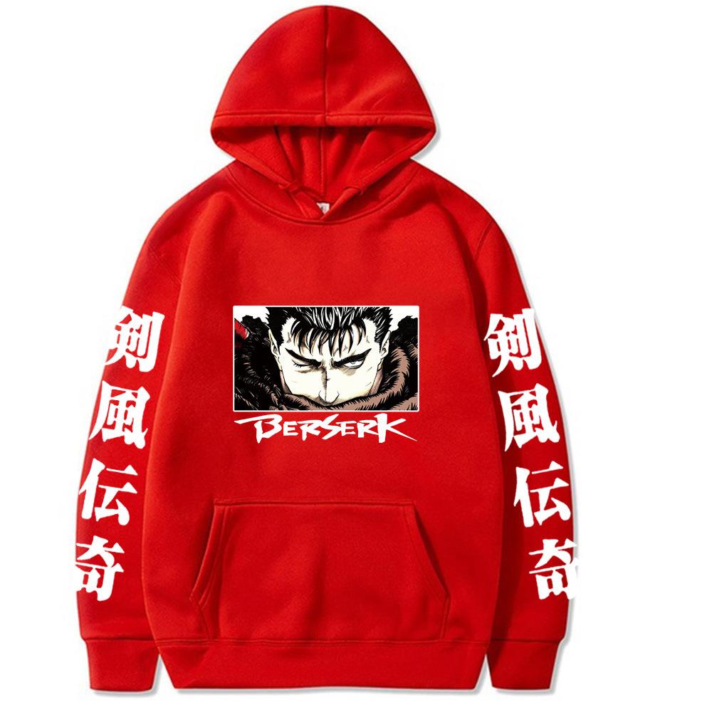 Japanese Anime Berserk Guts Manga Hoodie Sweatshirt  Autumn Winter Fleece Streetwear Tops