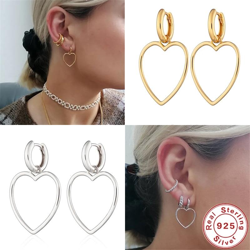 Fashion Hollow Heart Shape 925 Sterling Silver Earrings For Women Earrings  Trend