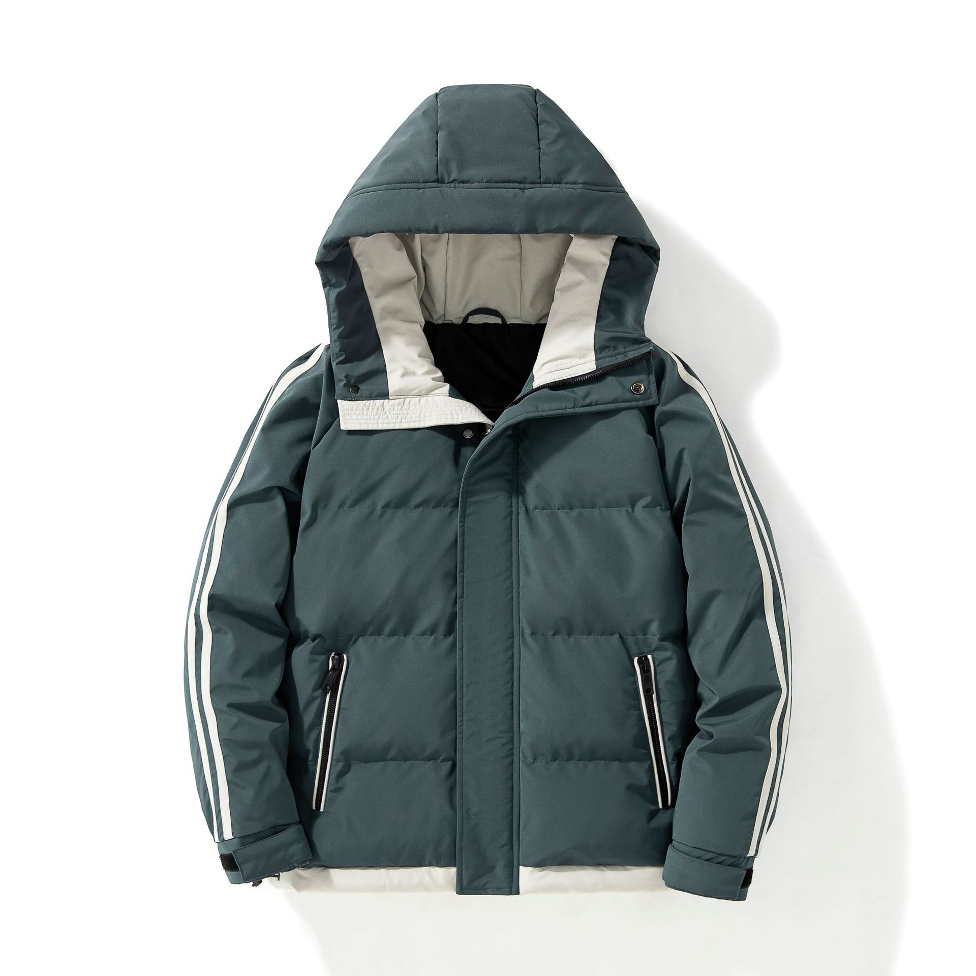 

Fashion Men Casual Solid Color Hooded Parkas Male Warm Male Coat Padded Jacket Men Winter Parkas Thick Jacket Coats XXXXL зелений