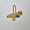 Gooseneck Brass Wall Sconce with Globe — Curved‑Arm Indoor/Outdoor Light Fixture
