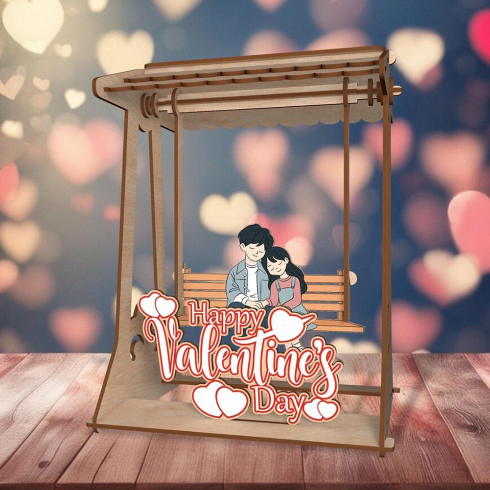 Valentine’s Day Wood Decoration Rustic Swing Chair Couple Ornament Handmade Farmhouse Table Sign Valentine's Day Anniversary