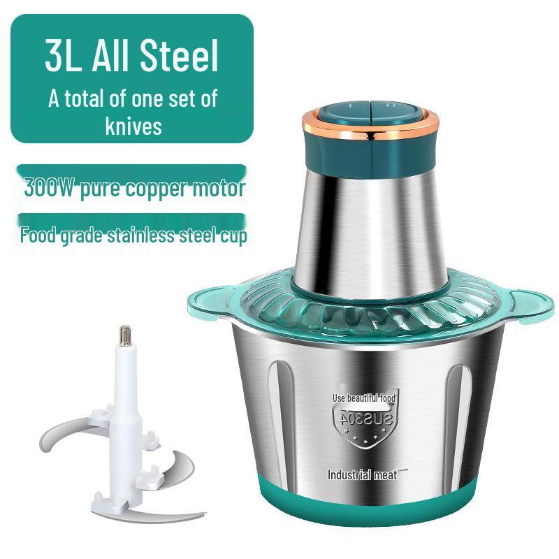 Stainless Steel Electric Meat Grinder & Food Processor - Large Capacity, Multifunctional for Baby Food, Garlic, and More