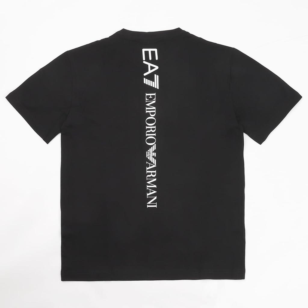 Emporio Armani EA7 Short Sleeve T-Shirt 7M000567 AF10375 (JP, Alphabet, 2XL, MC001-Black with White Logo) [Parallel Import]