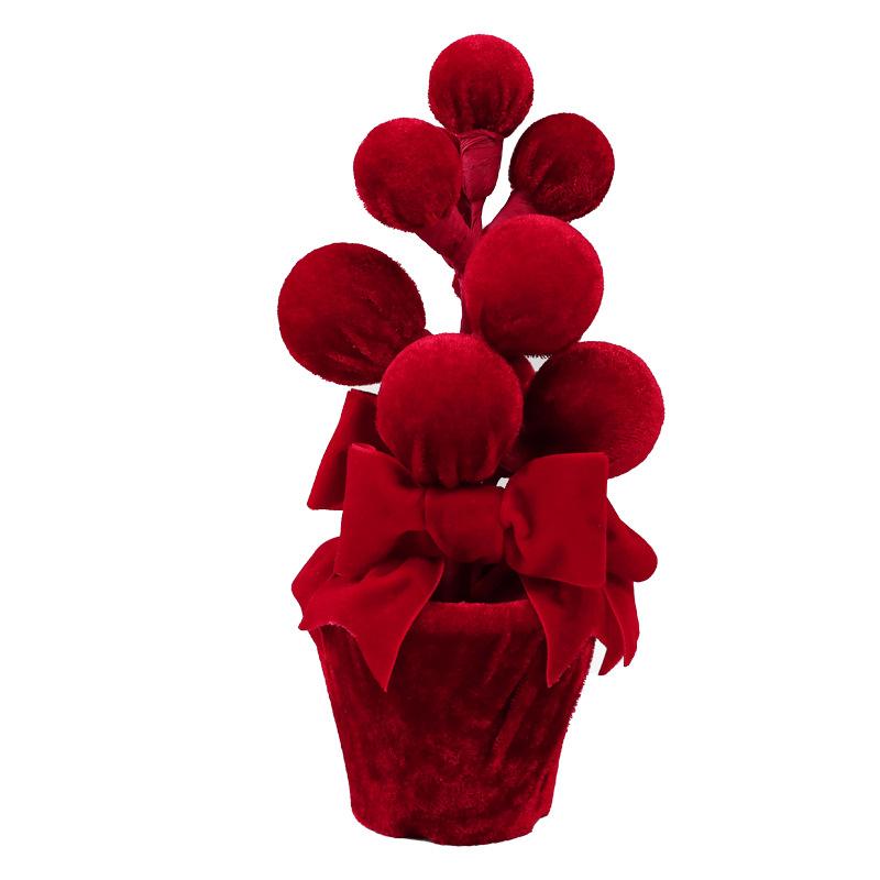 Bordeauxroter Samt Weihnachtsbaumkugel Topfdekoration Weihnachtsfensterbank Kaminsims Schmuck Feiertagsparty Ausstellungsdekoration