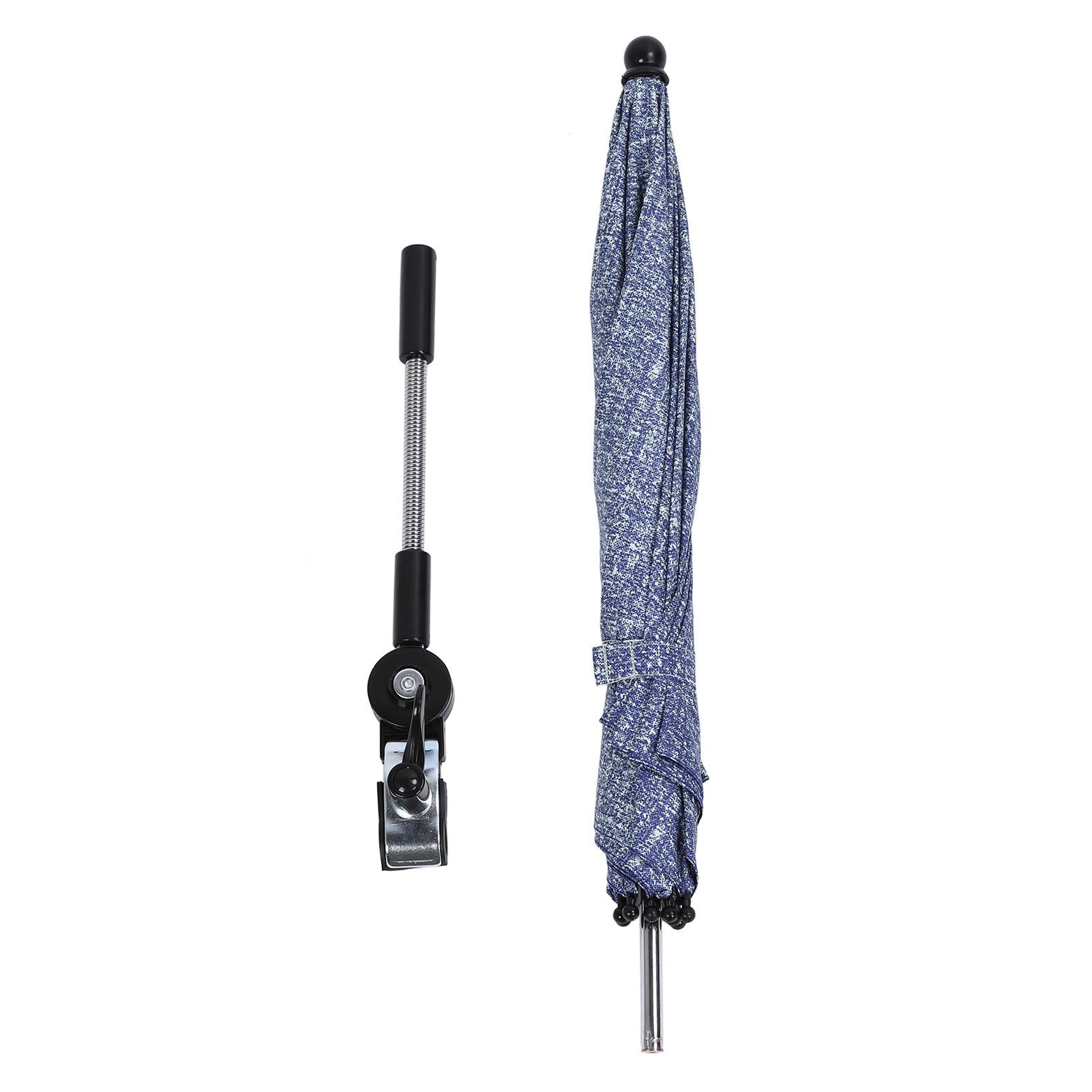 

Зонт для детской коляски с регулируемым зажимом на 360 градусов, защитой от ультрафиолета, водонепроницаемым козырьком на клипсе джинсовый синий