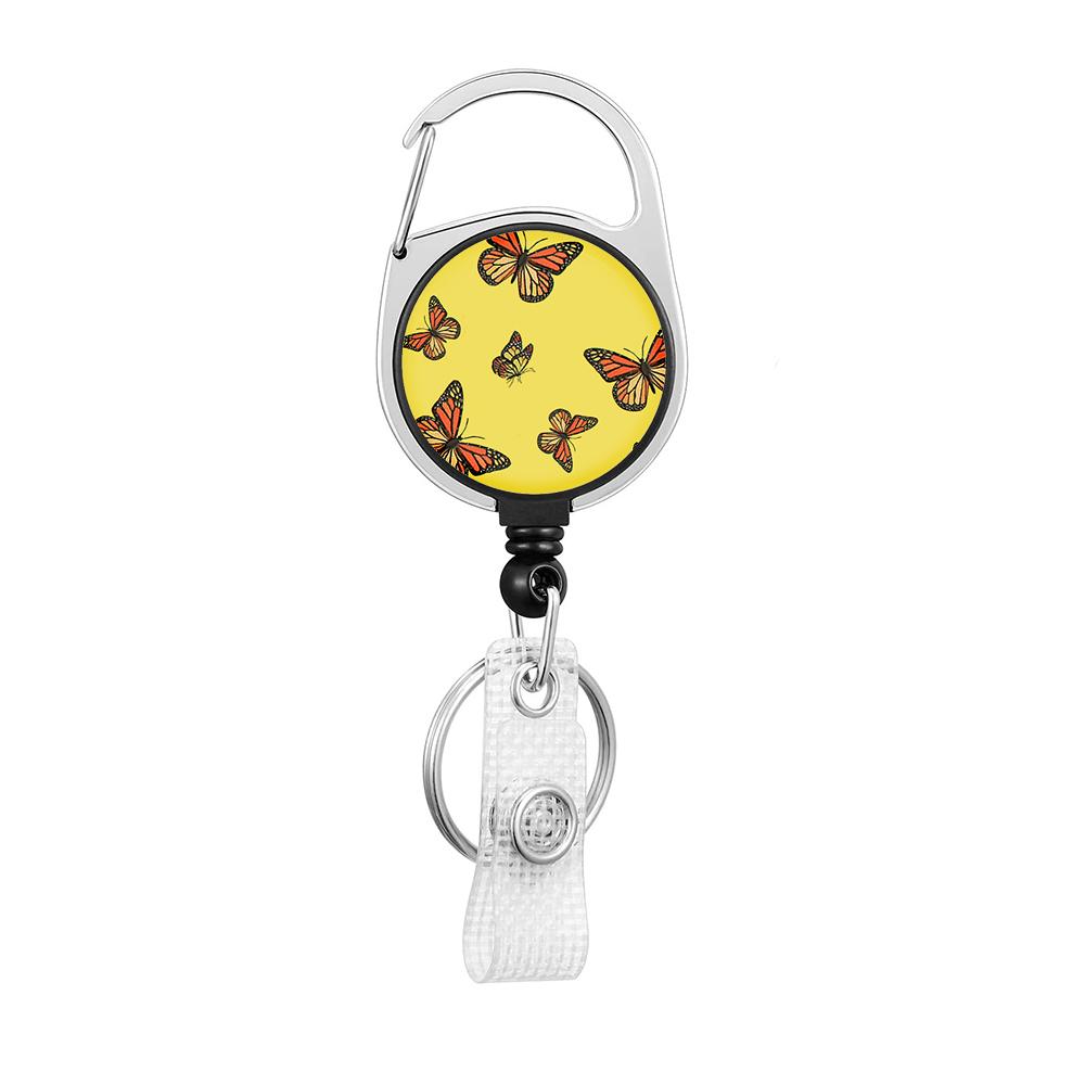 Flower Butterfly Chrysanthemum Doctor ID Badge Clip Lanyards Holder Porta Credencial Reel Nurse Retractable Keychain Wholesale