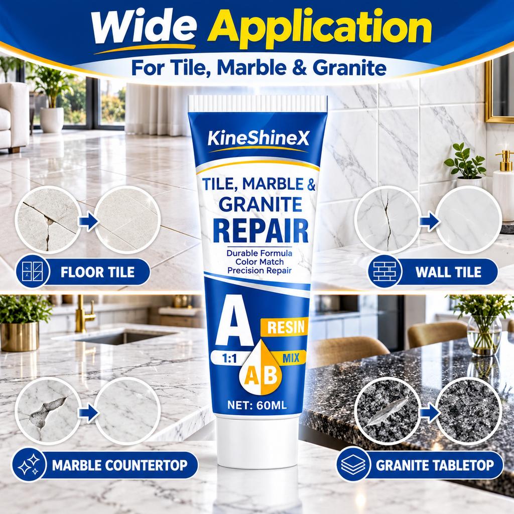 AB Stone Repair Resin Paste, Multi-surface Tile Marble Granite Crack Chip Repair Agent with Waterproof Durable Finish
