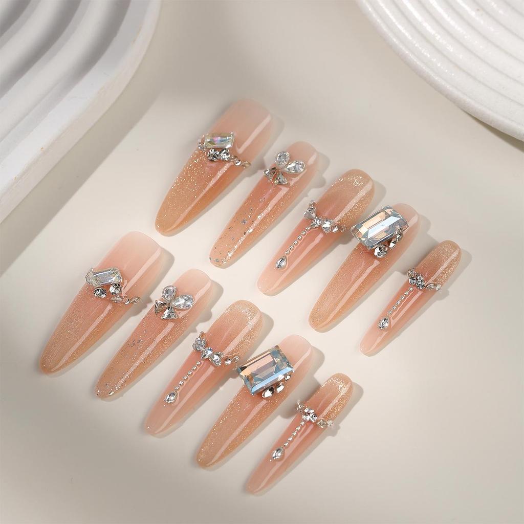 Zhuoshimei Cat Eye Champagne Luxury Removable Whitening Nail Patches