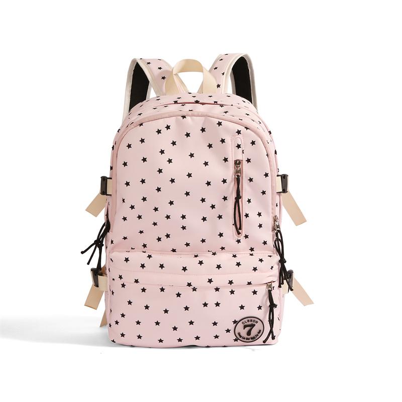 

Рюкзак с принтом звезд для учеников средней школы, легкий школьный рюкзак, женский рюкзак большой вместимости розовый