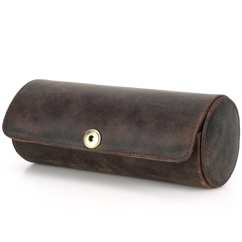 

Ретро Чехол для галстуков из кожи Crazy Horse - Элегантное, Портативное Дорожное Хранилище для двух галстуков кофейный