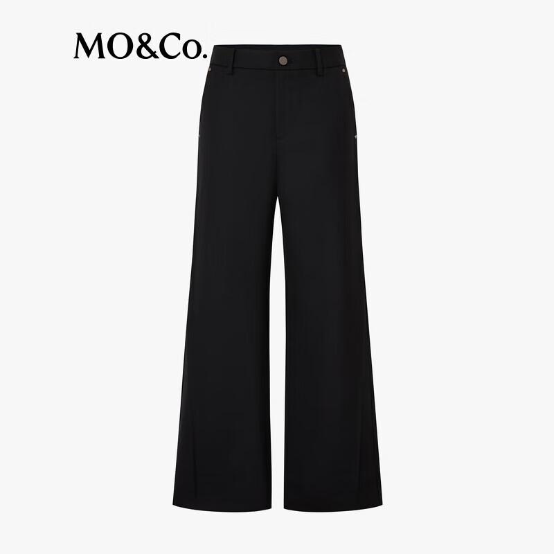 MO&Co. Women's Wool Blend Straight-Leg High-Waist Trousers