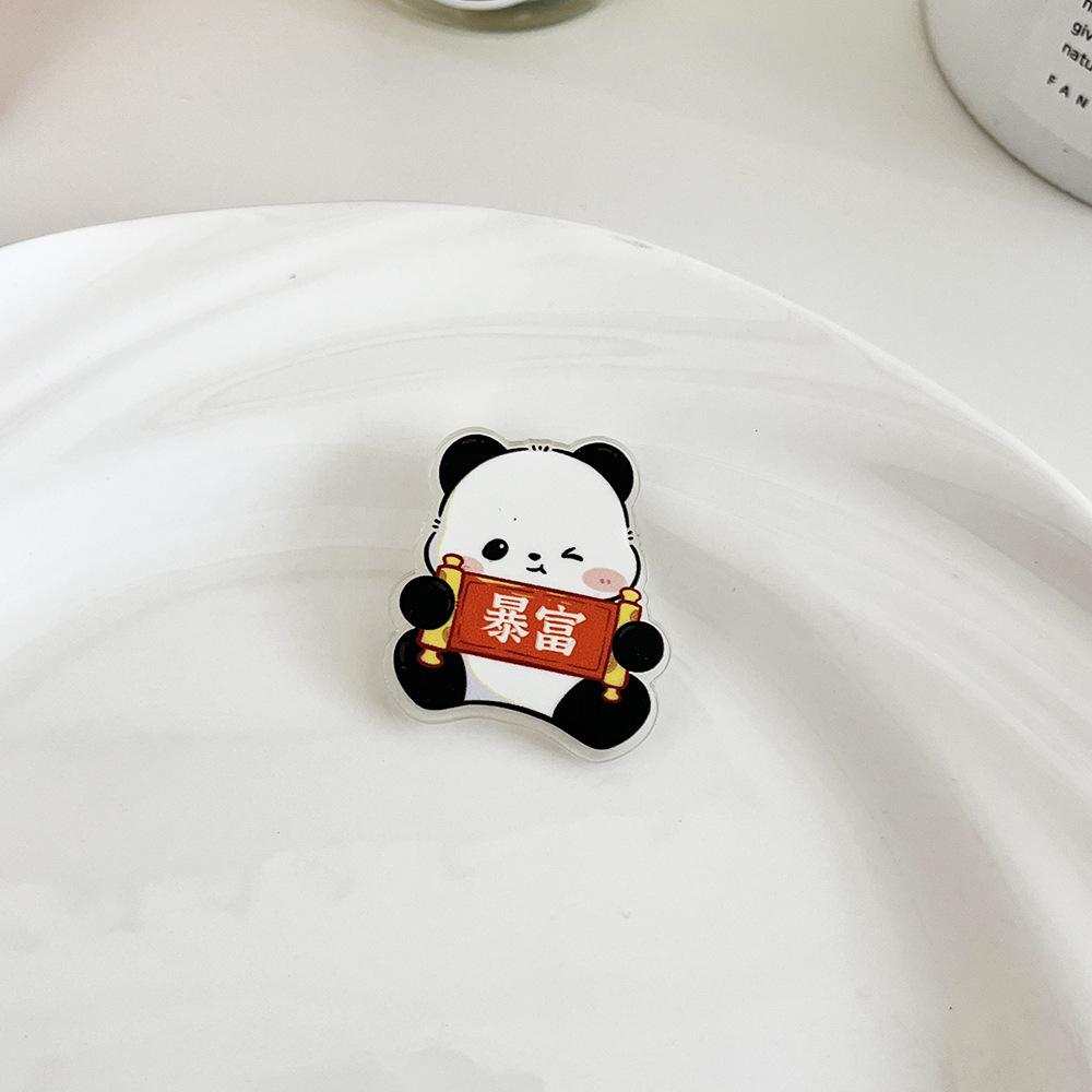 Ladies Chinese Style New Years Panda Brooch Cute Cartoon Pin Accessory