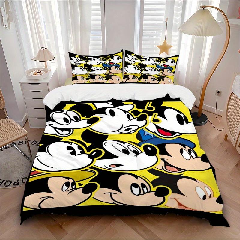 

3pcs set Mickey Mouse, Cartoon Faces Bedding Set with Duvet Cover+Pillowcases, All-Season Polyester, Zipper Closure58 135x200cm