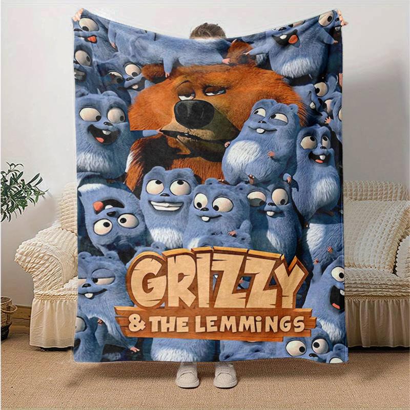 1pc Grizzy & The Lemmings Throw Blanket Soft & Cozy Blanket for Couch, Bed, Travel .B002