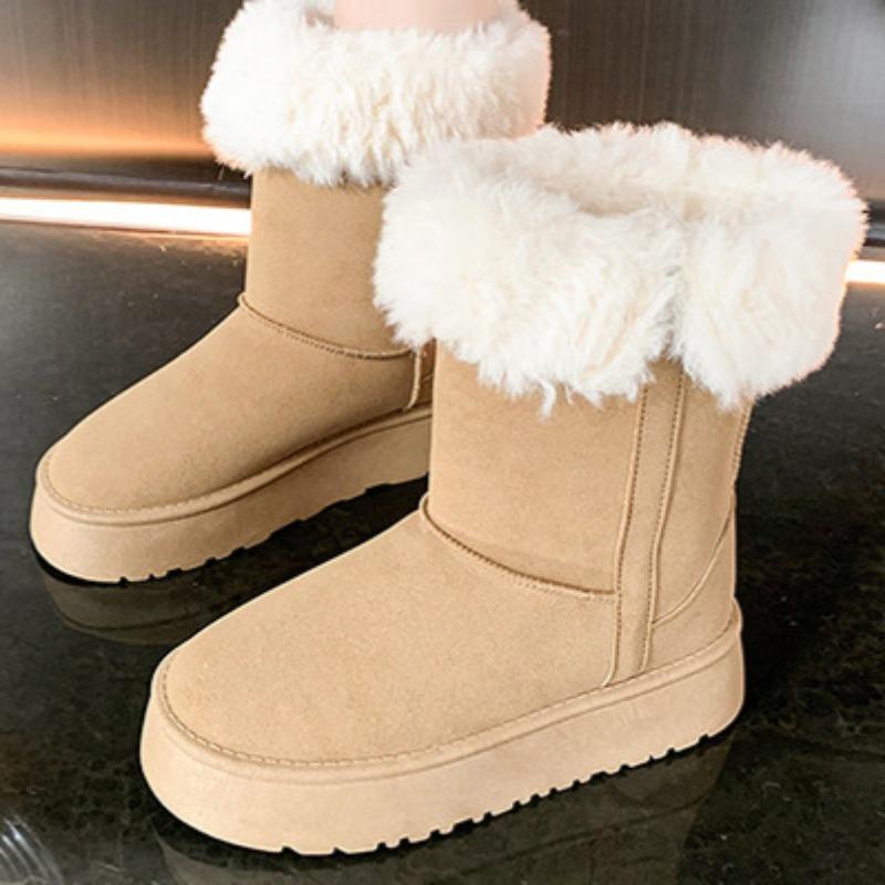 Fur and Fur Integrated Snow Winter New Style with Plush Insulation Medium Long Tube Thick Soled Short Boots Cotton Shoes