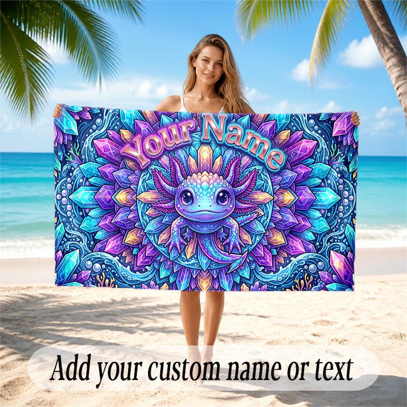 Fantasy Magic Theme Quick Dry Beach Towel Custom Name Text Print Large Sand Resistant Towel Beach Vacation