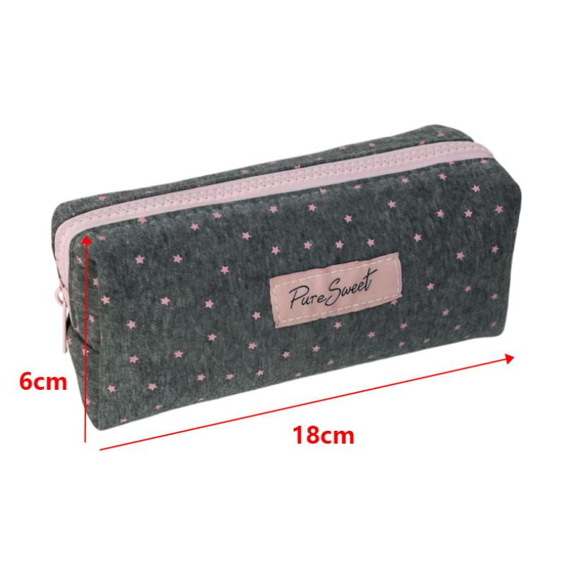 Pencil Case Star Print Large Capacity Lightweight Nylon Pocket Stationery Pouch for Students Back to School Gifts