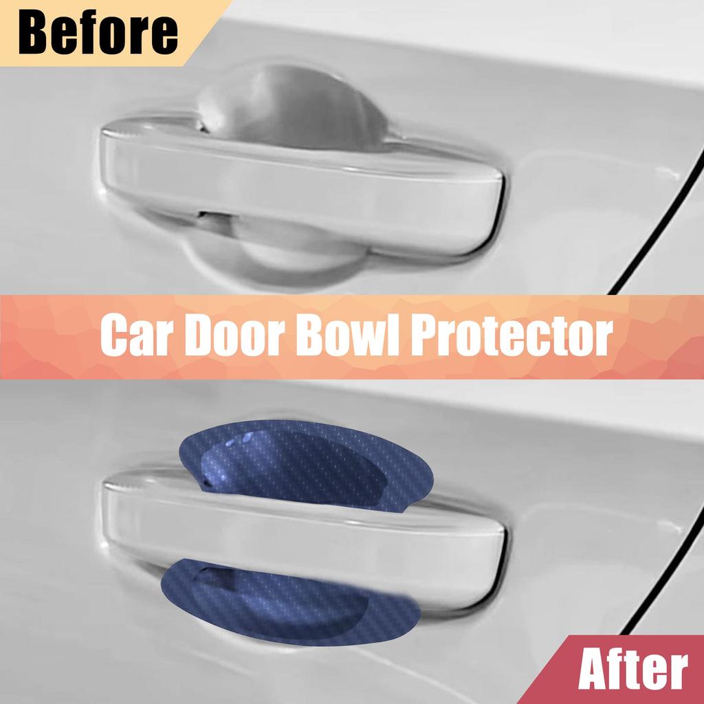 X AUTOHAUX Auto Türschüssel Griff Aufkleber Schutzfolie Kratzschutz Universal Kohlefaser Muster Blau 4 Stück