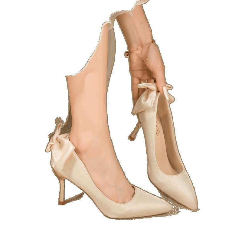 Red wedding shoes women's summer show clothes wedding dress two wear 2025 new French bridal shoes high heels are not tired