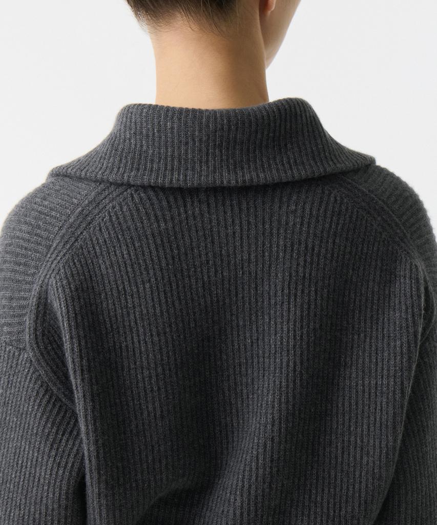MUSINSA STANDARD WOMAN Women'S Lambswool Ribbed Knit Half Zip [Medium Grey]