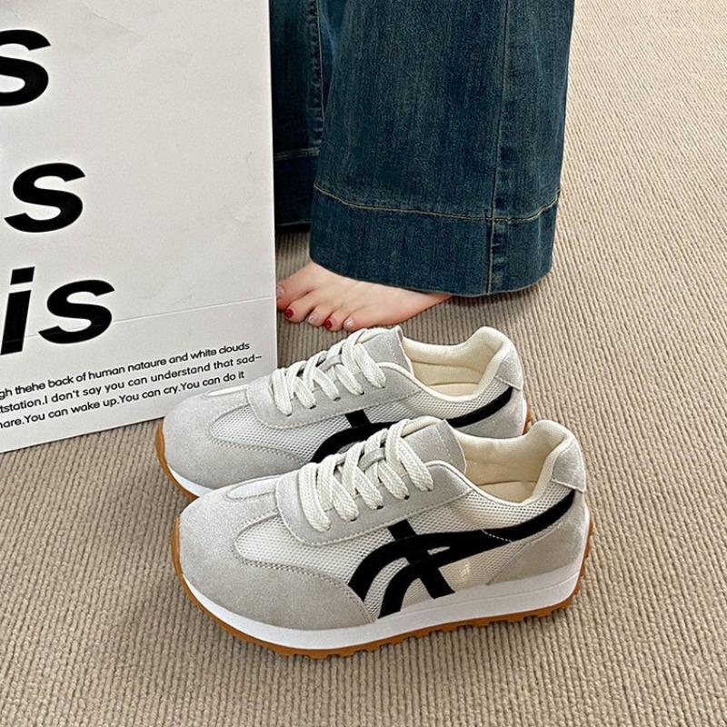 Taizhou Thick-soled Mesh Lace-up Women's New Mesh Breathable Casual Shoes Student Flat-soled Sports Shoes