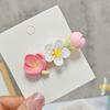 2Pcs Hairpin Soft Polymer Clay Peach Blossom Hair Clips Lightweight Non-Slip Pink Floral Design Hair Pin Hanfu Hair Accessories