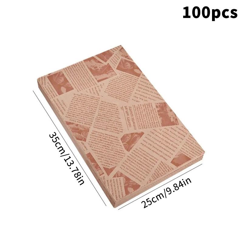 100pcs Sandwich Packaging Paper Cartoon Wrapping Disposable Household Oil-proof Chicken Roll Breakfast Baking Kitchen Tool&