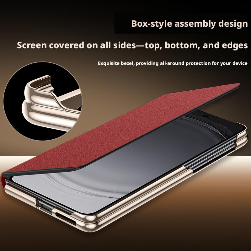 Custodia per Honor Magic V6 in Pelle PU Nappa Doppia Cerniera Protezione Fotocamera Cinturino da Polso Supporto Cinturino per Dita Copertura Flip