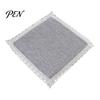 Durable Kitchen Chair Pad Cotton Linen with Ties, Square Summer Seat Lace Rattan Trim, 15.75" X Breathable Washable Mat for Dining Office Protective