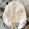 Ladies Fashion Bat Sleeves Coat Spring Autumn Zipper Short Jacket Retro Women Solid Color Outwear