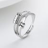 European and American Retro Thai Silver Anxiety Ring: Women's Three-Ring Diamond-Inlaid Rotating Bead Finger Jewelry