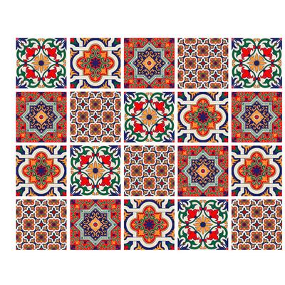 Poromoro Portuguese Spanish Azulejo Tile Stickers Peel and Stick Kitchen Bathroom Mosaic Tile Stickers Set of 20 & (5.9,ZL)