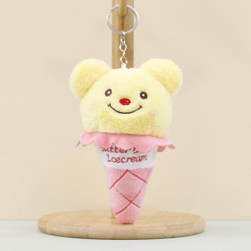 

Cream Ice Plush Bear Keychain Cute And Soft Fluffy Animal Accessory Bag рожевий