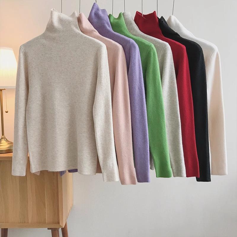 High-collar Knitted Bottoming Shirt Women's Fall and Winter Soft Slim Temperament Within The Sweater Ride