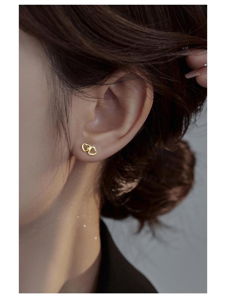 Banyan Tree S925 Silver Sweet Double Heart Earrings for Women