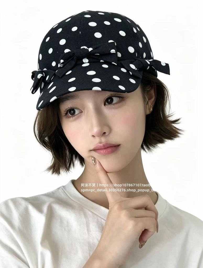 Cappellino da Baseball in Lino a Pois Francesi Donna Stile Morbido Elegante Traspirante Cappello da Sole Estivo Casual con Visiera
