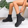 Fashion British Platform Women's Classic Big Toe Booties Lace-up Rhubarb Boots Versatile Casual Shoes