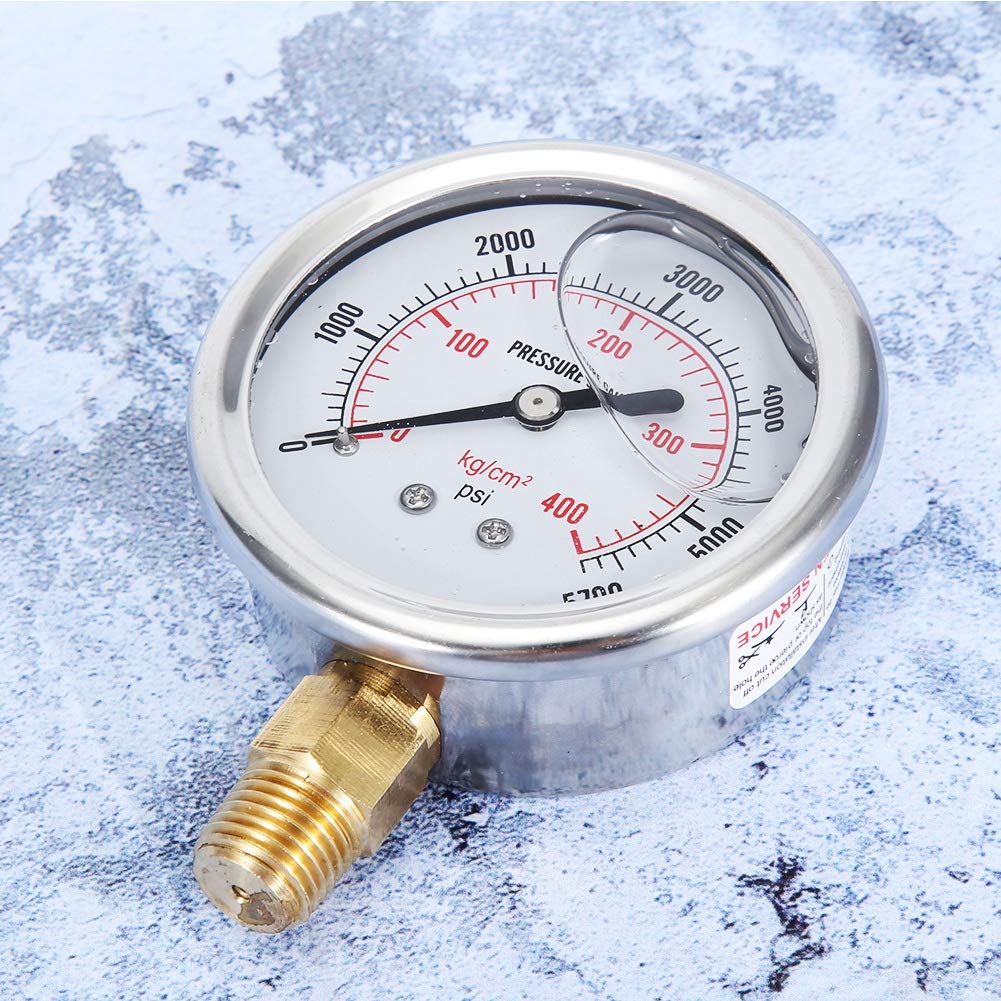 Gorgeri Hydraulic Fluid Filled Fuel Pressure Gauge 0-5000 PSI US Thread