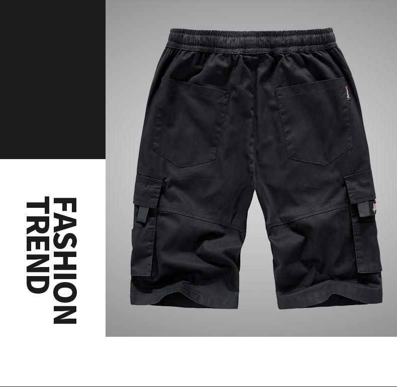 Pantaloncini da lavoro da uomo in cotone a vestibilità larga con tasche multiple
