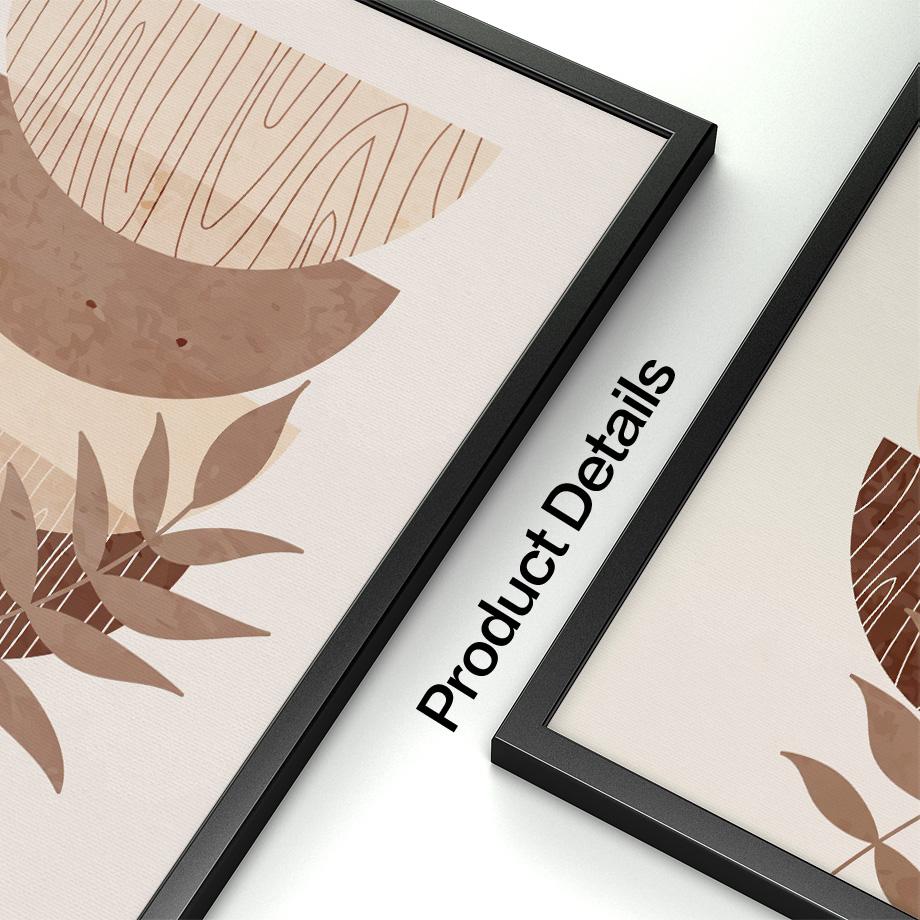 Monstera Leaves Geometric Abstract Boho Canvas Painting, Nordic Posters and Prints, Beige Pictures for Living Room Decor