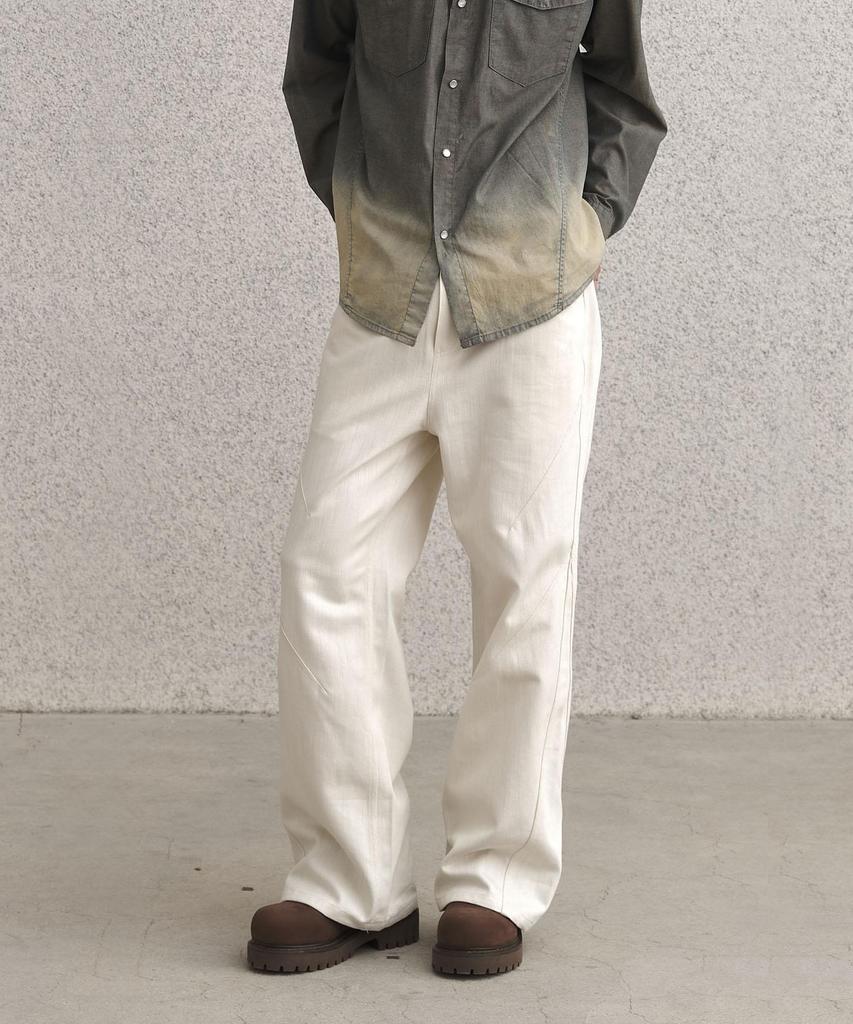 SENTAIR Dart Wide Flare Cotton Pants_Ivory