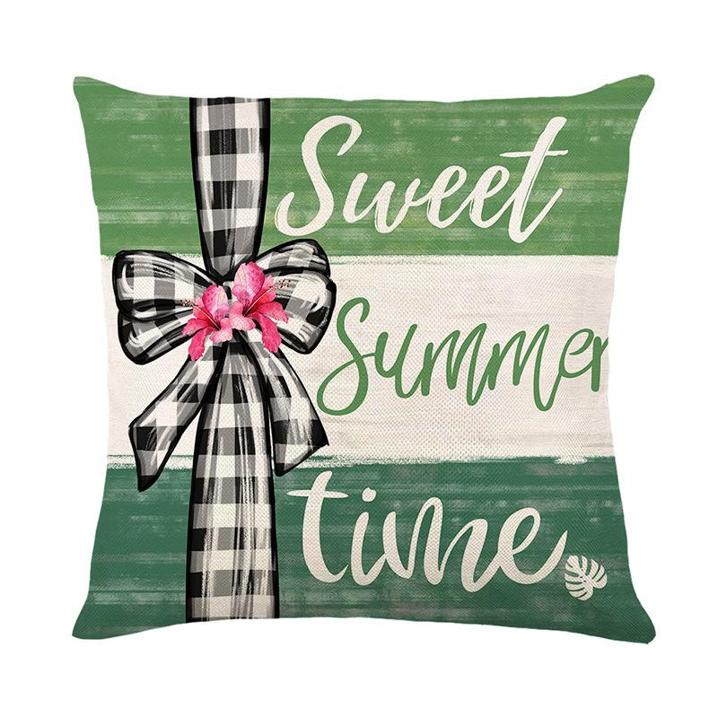 

New Green Plant And Flower Series Pillow Cover Linen Letter Printing Home Material Living Room Cushion Cover Premium 45 * 45 separate pillow cover