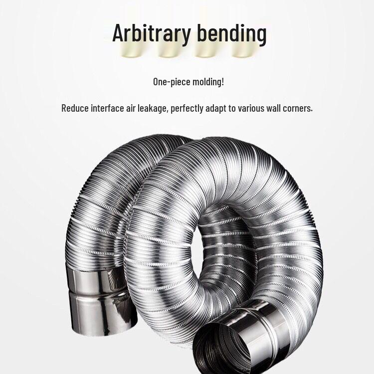 1.5m Stainless Steel High-Temperature Resistant Corrugated Flexible Exhaust Hose for Heaters and Gas.