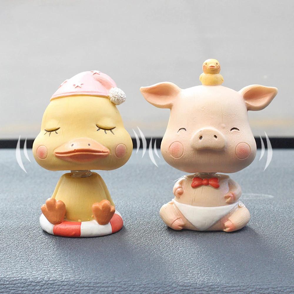 Car Ornament Cartoon Toy Swing Head Pig Duck Cartoon Decoration Automobiles Dashboard Decoration Car Interior Accessories Gifts