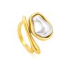 Irregular special-shaped imitation pearl ring three-dimensional rose open ring cute dachshund ring ring stainless steel