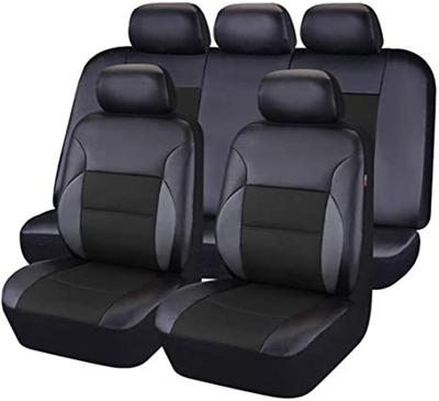 PU Leather Car Seat Covers Full Set Universal Diamond Lattice Styling Waterproof
