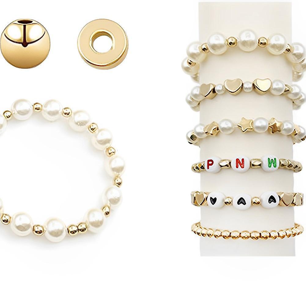 DIY Pearl Spacer Beads Set Personalized Beaded Bracelets Making Accessories for Children Girls