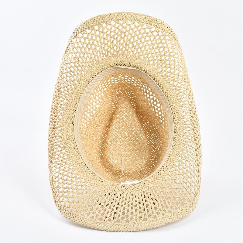 Summer Straw Western Cowboy Hat for Women Men Outdoor Hollow Out Travel Beach Sun Hat