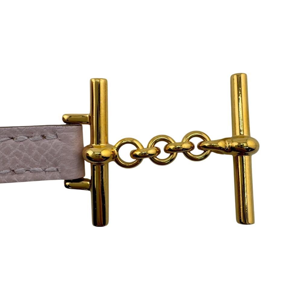 Hermes Leather Croisier Double Tour Bracelet Pink Leather Women Used